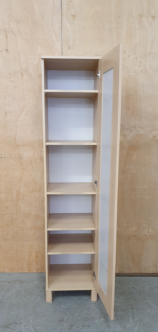 Single Frosted Door Wood Wardrobe with 5 Internal Shelves - 104637