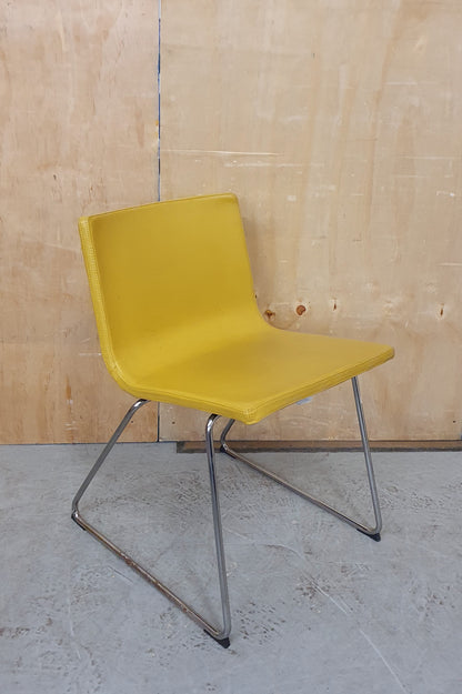 Single Mustard Soft Leather Chair with Chrome Frame - EL103493
