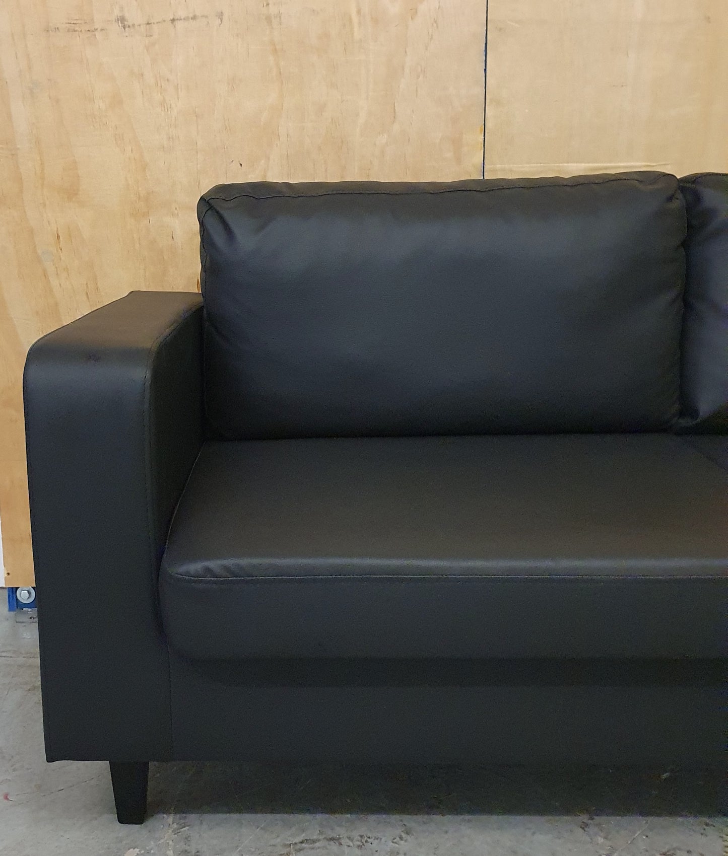Black Faux Leather 2 Seater Sofa - 104863