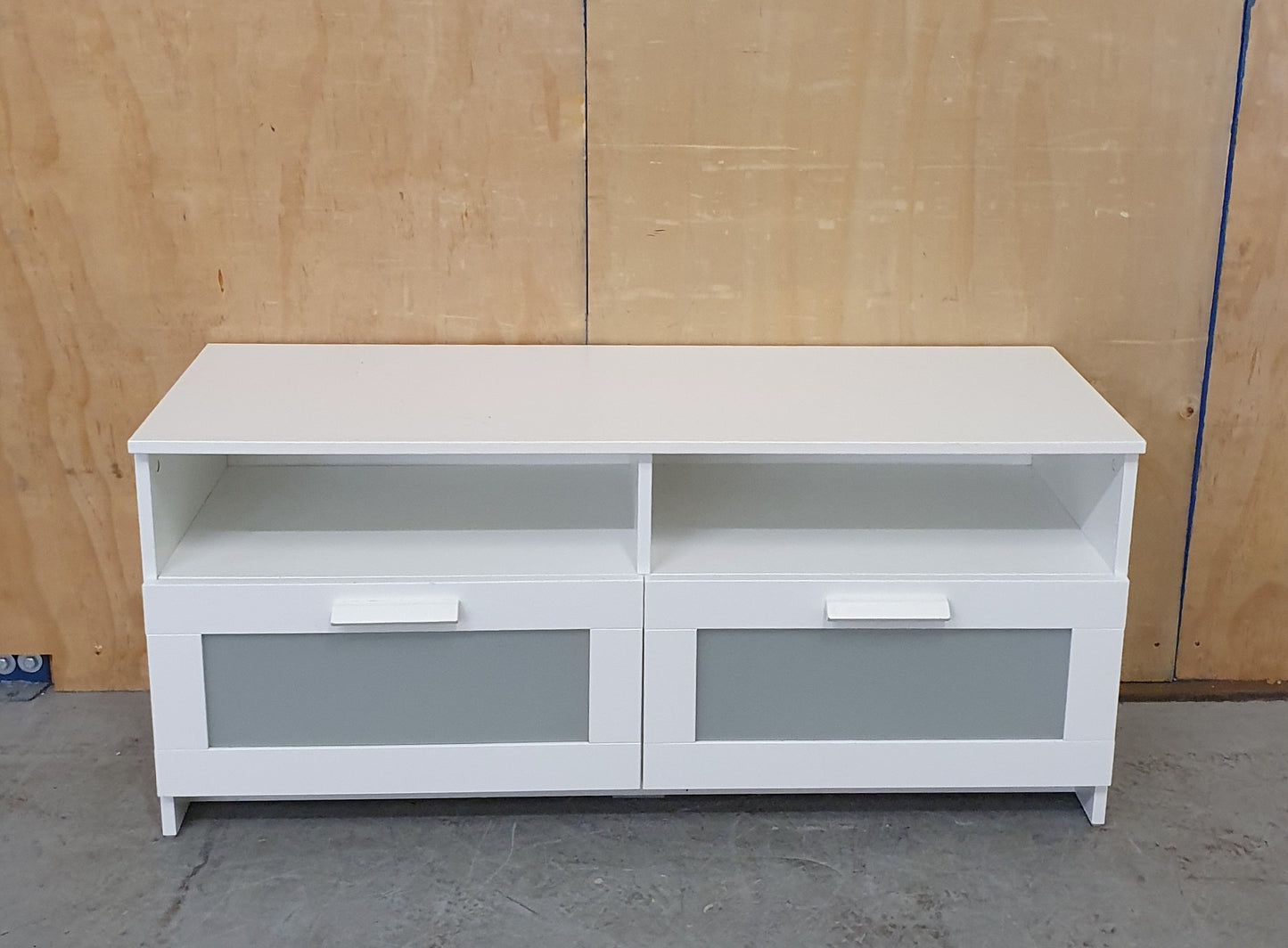 IKEA BRIMNES White TV Stand with 2 Deep Frosted Drawers - EL104907