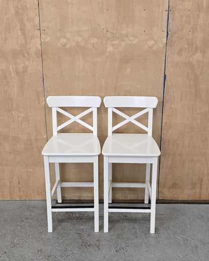 IKEA INGOLF White Wood Bar Stools - 100925-03