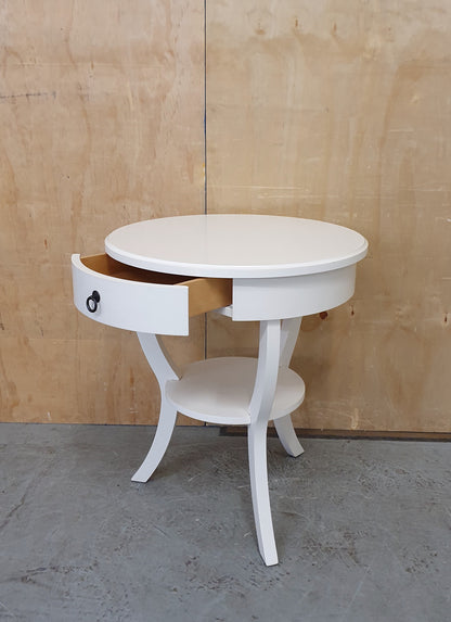2 Tier Small Round Top 3 Leg Table with Drawer - EL104901
