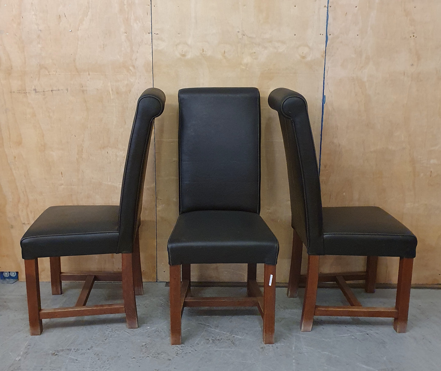 3 Matching Dark Brown Faux Leather High Back Dining Chairs - EL104394 / EL104395 / EL104396