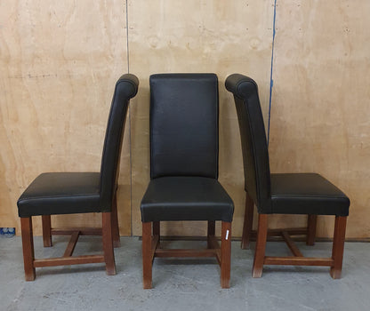 3 Matching Dark Brown Faux Leather High Back Dining Chairs - EL104394 / EL104395 / EL104396
