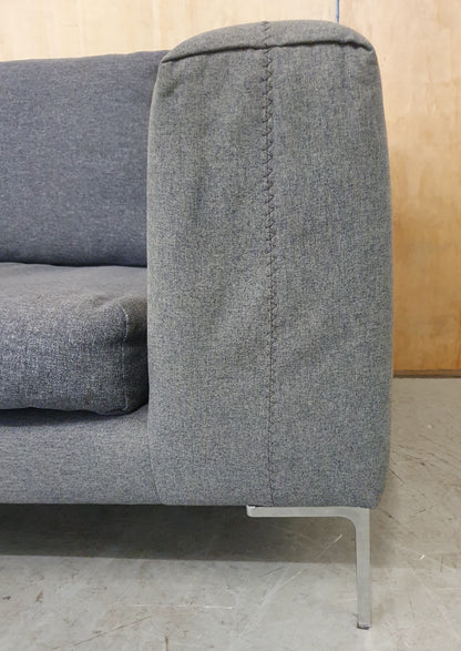 Grey Love Seat / Large Armchair with Chrome Feet - 104573