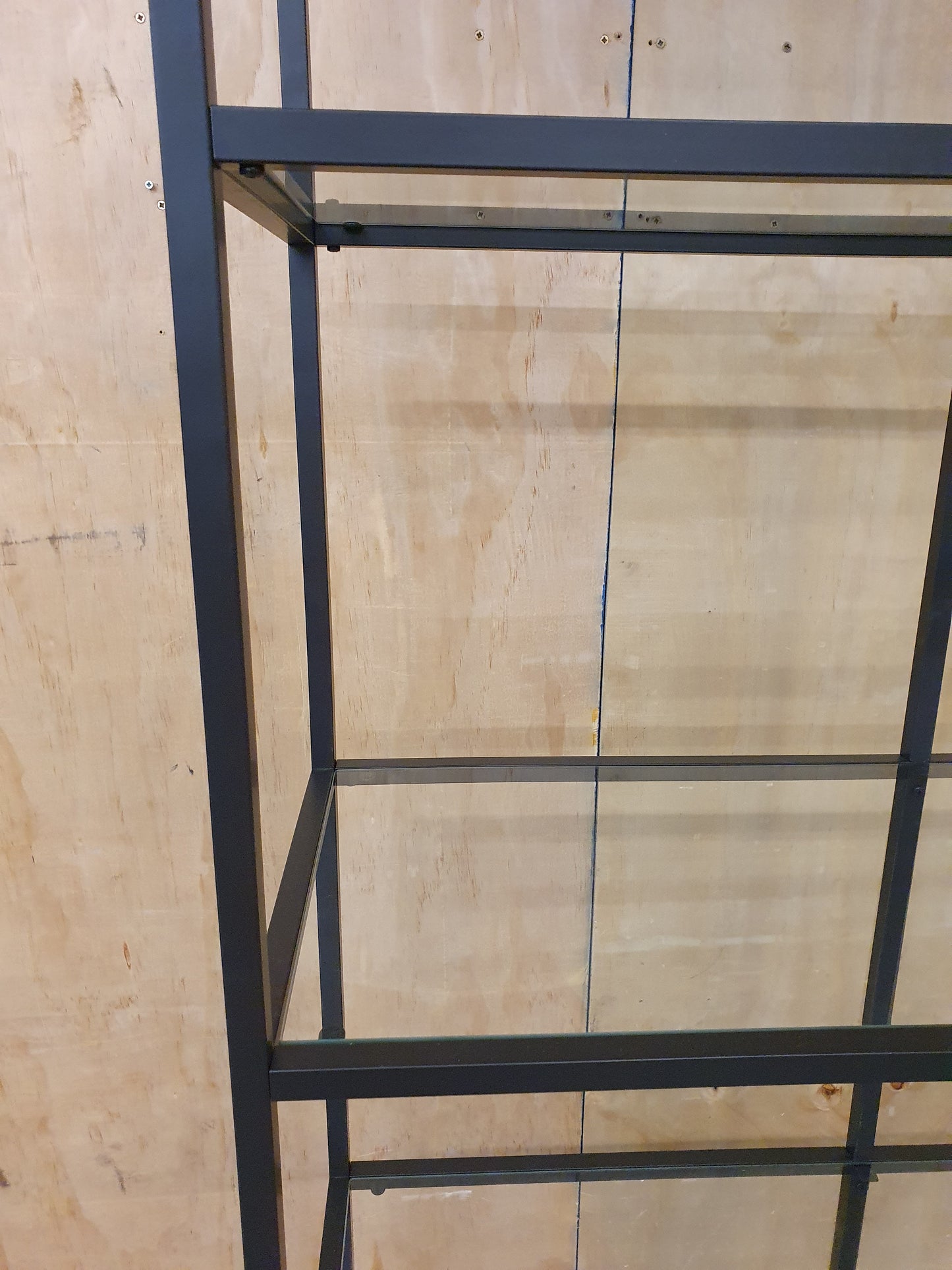 Black Metal Framed Glass Shelving Unit - 102335