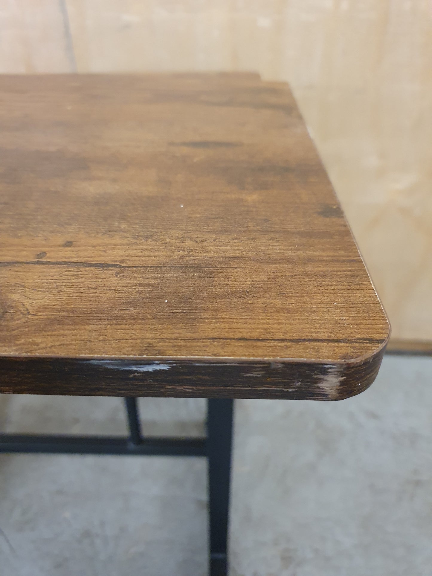 2 Tier Height Adjustable Small Wood Desk with Black Metal Frame - 104884