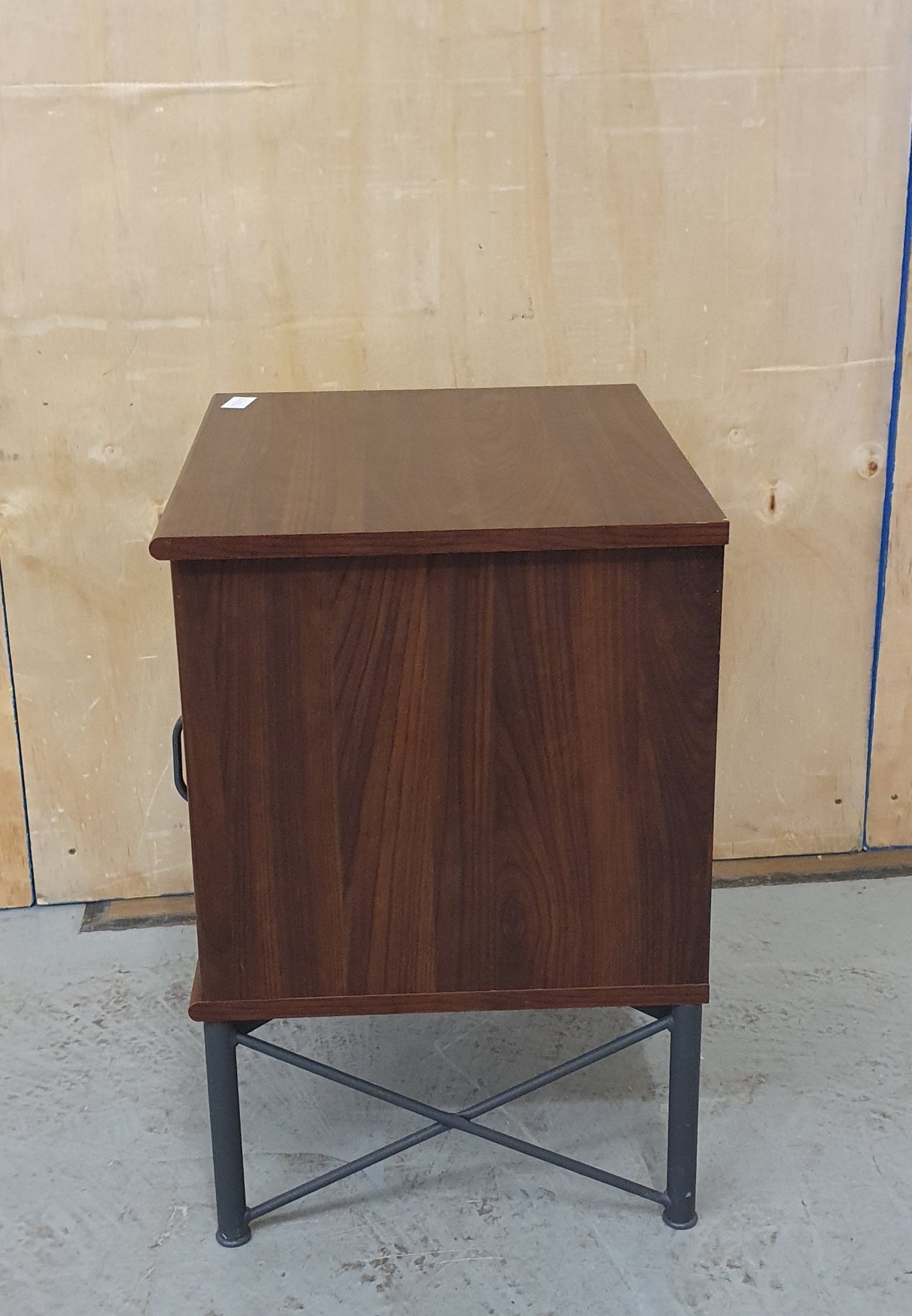 1 Door Mahogany Cabinet with Interior Shelf on Metal Frame - E102260