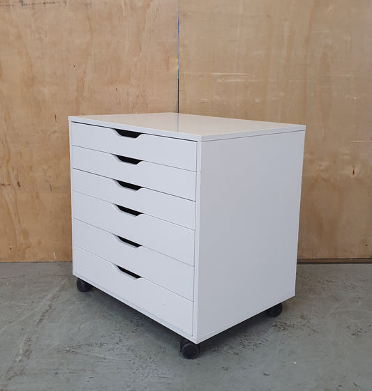 IKEA ALEX White Wood Storage Drawers on Castor Wheels - 241025-03