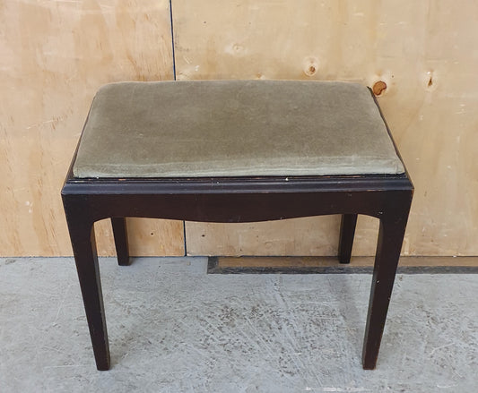 Dark Wood Frame Foot Stool with Olive Green Velvet Seat - EL104399