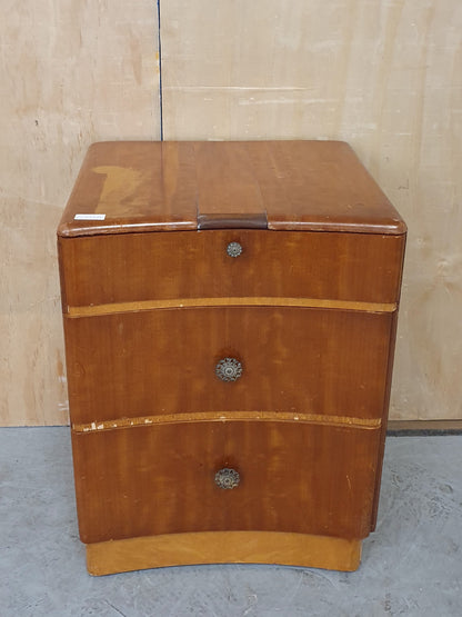Vintage 3 Drawer Cabinet with Concave Front and Decorative Handles - EL103319