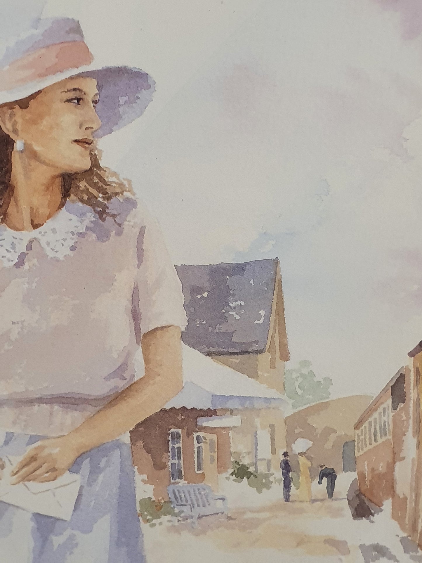 Lady and Train Watercolour Painting - EL101483