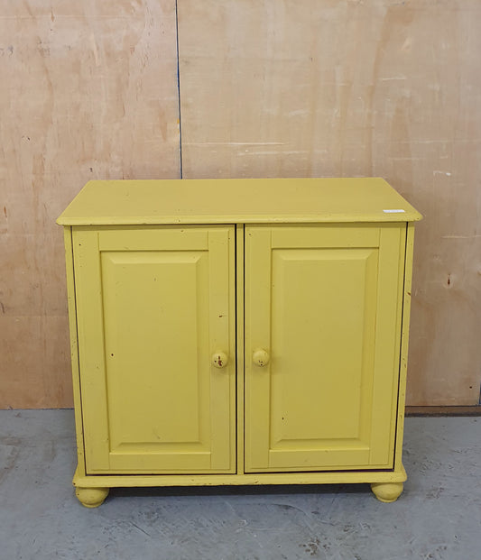 2 Door Yellow Wooden Cabinet with Purple Interior and 1 Shelf - 102759