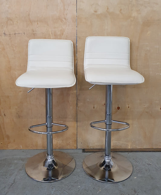 2 Matching Cream Faux Leather Height Adjustable Bar Stools - EL104575 / EL104576