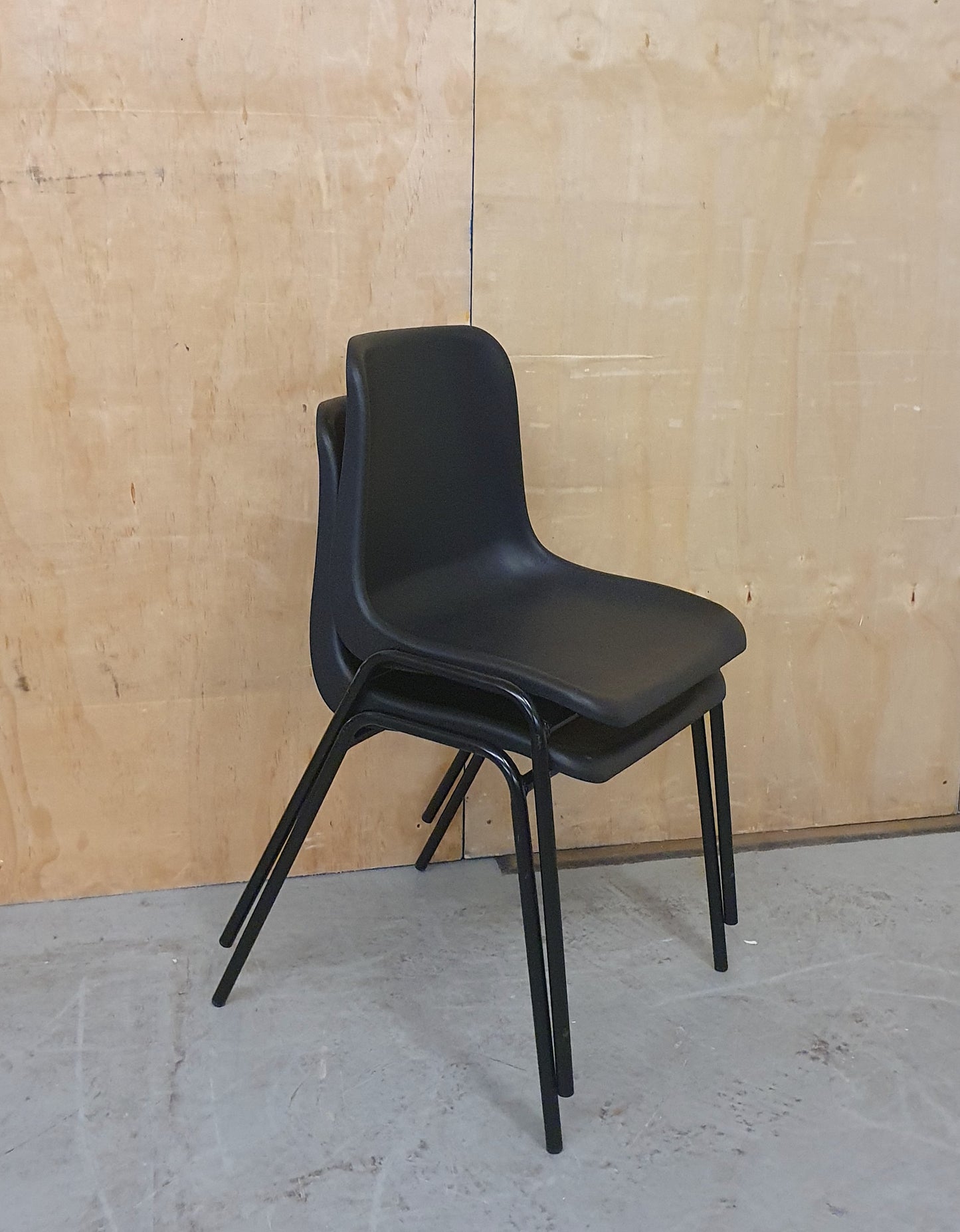 2 Matching Black Stackable Chairs -103114 / 103115