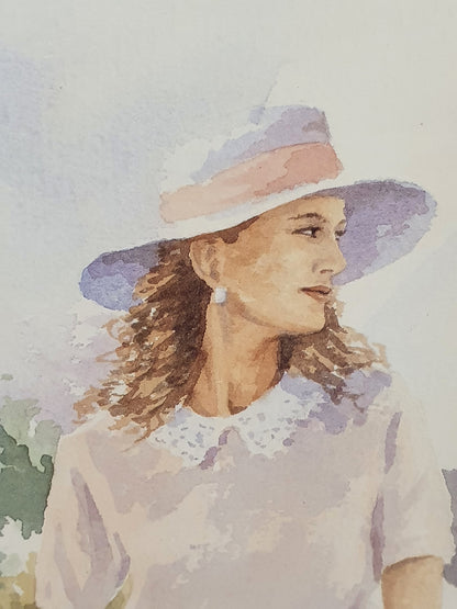 Lady and Train Watercolour Painting - EL101483