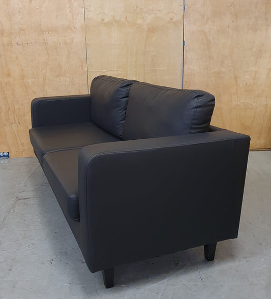 Black Faux Leather 2 Seater Sofa - 104863