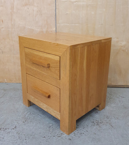 Single 2 Drawer Oak Bedside Cabinet - 104492
