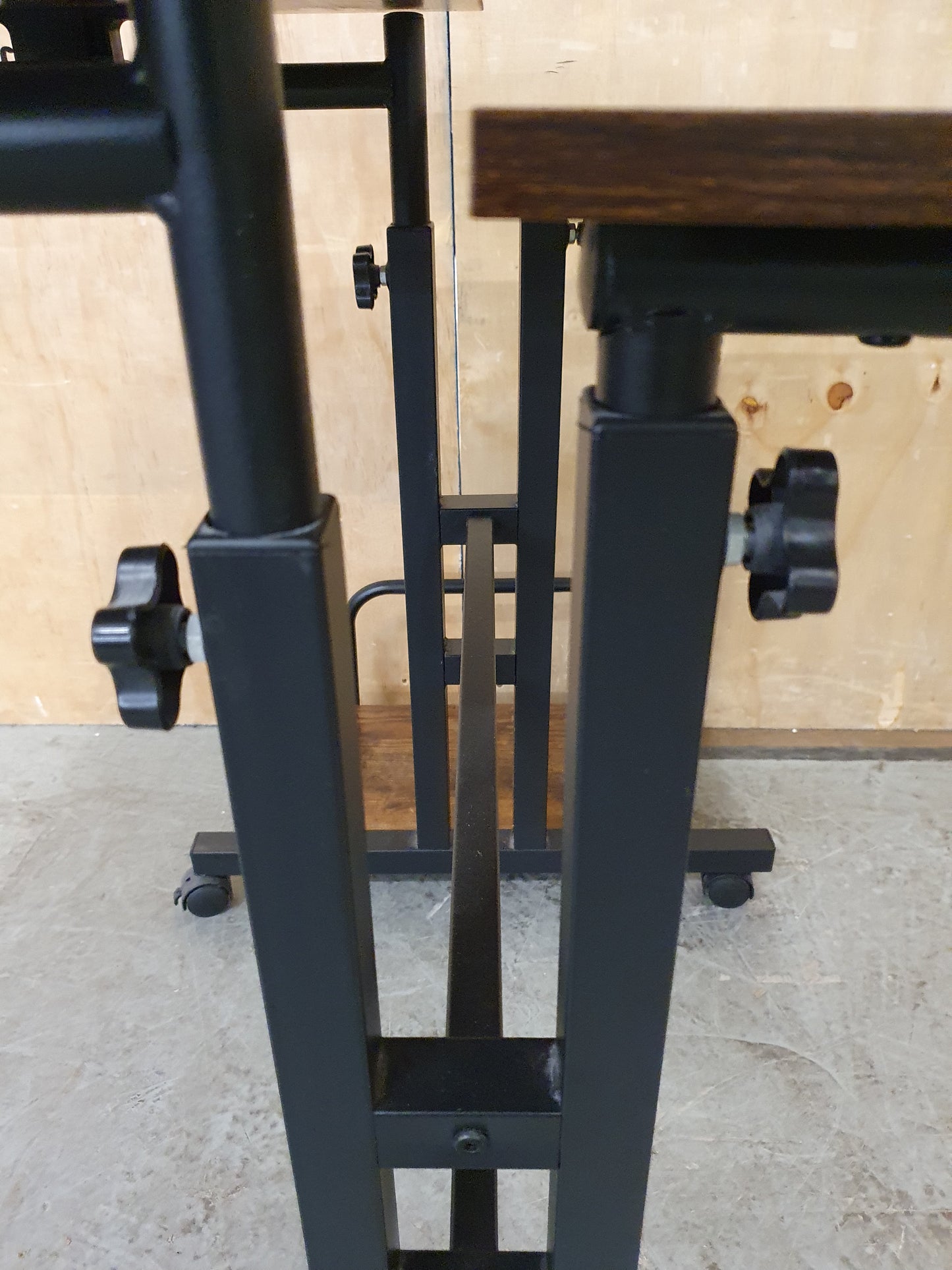 2 Tier Height Adjustable Small Wood Desk with Black Metal Frame - 104884