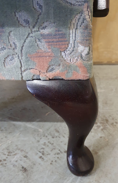 Vintage Highback Velvet Armchair with Cabriole Front Feet - EL104248