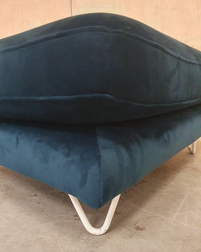 Large Navy Blue Velvet Pouffe Footstool with 2 Additional Cushions - 290925-10