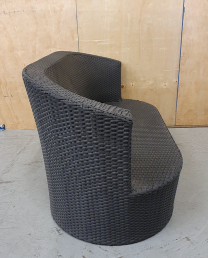 Dark Grey Oval Shape Plastic Weaved Garden Sofa - EL104055