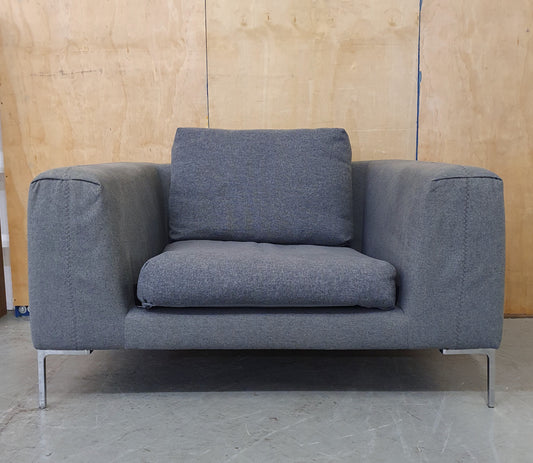 Grey Love Seat / Large Armchair with Chrome Feet - 104573