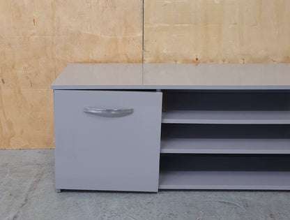 Large Grey High Gloss TV Stand with 2 Doors and Centre Shleving - 104045
