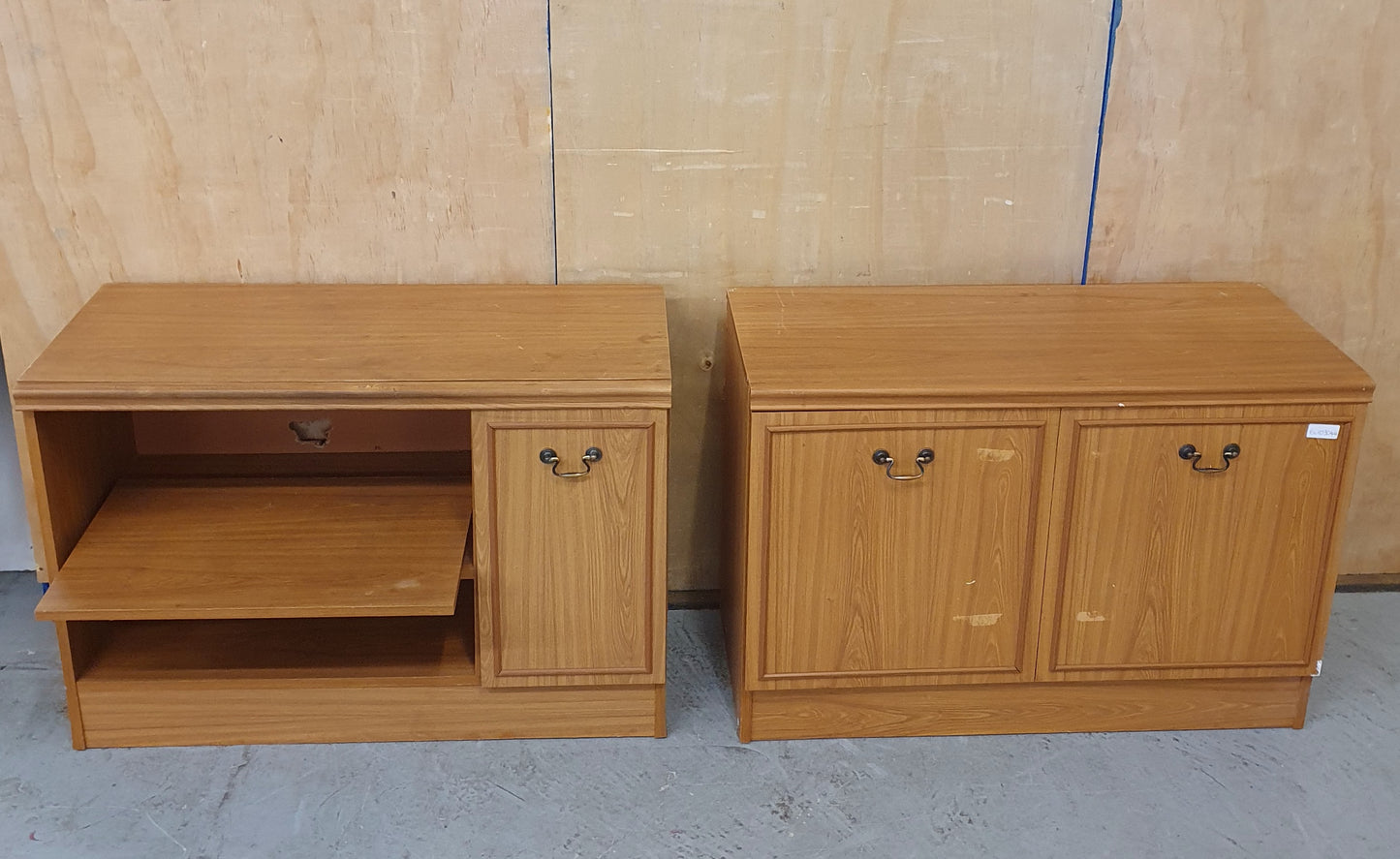 Two Matching Wooden Cabinets with Pull Out Shelf and Doors - EL103044