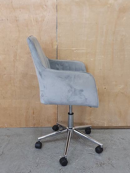 Grey Velvet Modern Height Adjustable Office Chair on Castor Wheels - EL104439