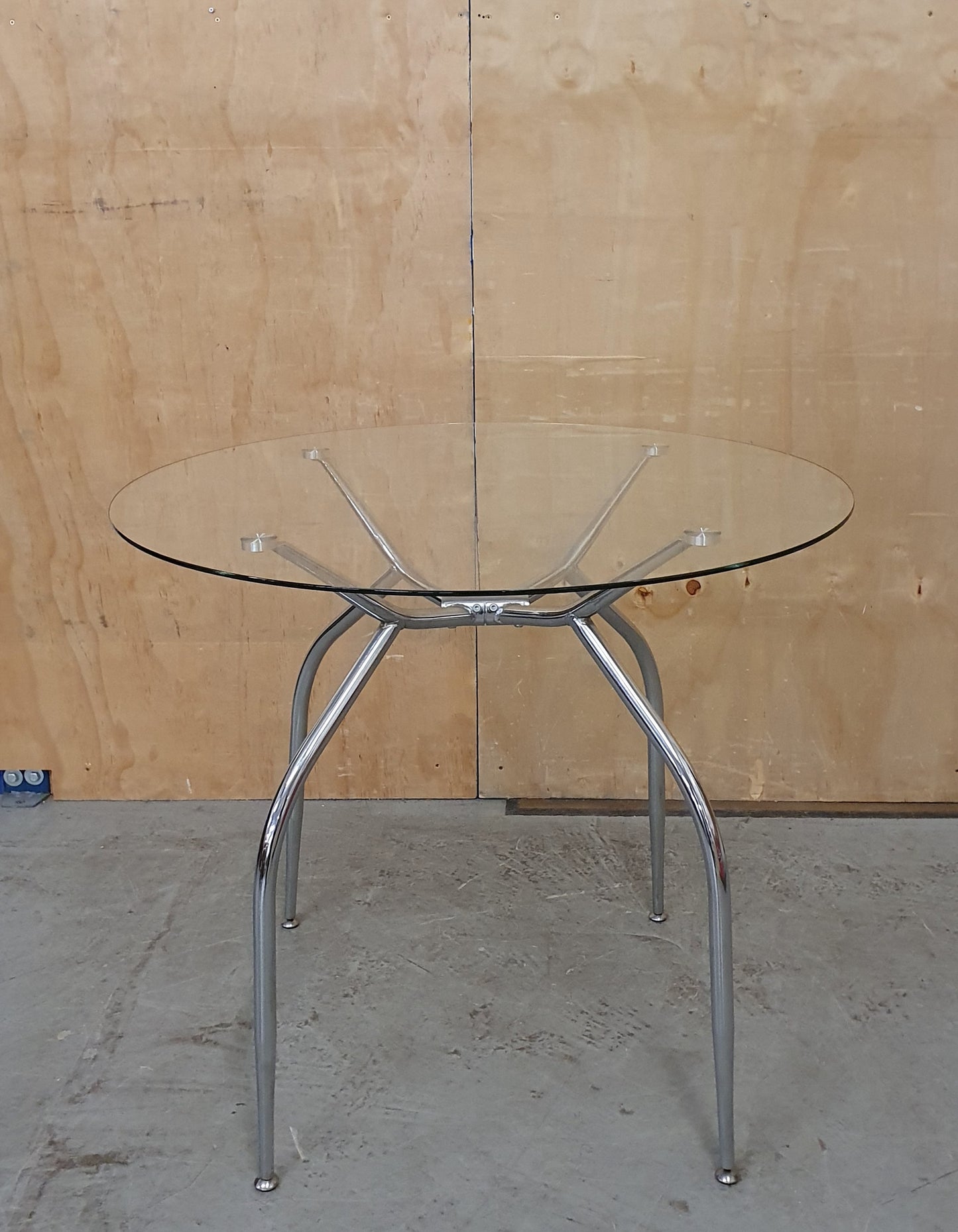 Round Glass Dining Table with Chrome Frame - 104879