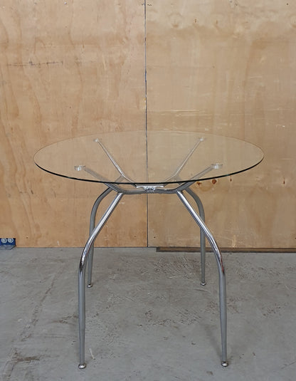 Round Glass Dining Table with Chrome Frame - 104879