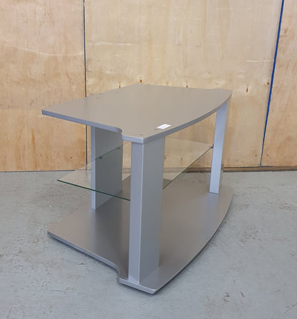 Silver TV Stand with Glass Shelf - 200624-02