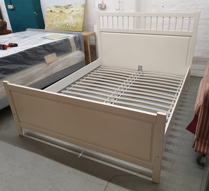 IKEA King Size White Wooden Bedframe with Slatted Base - 102441