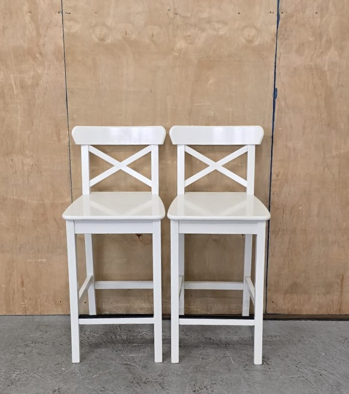 IKEA INGOLF White Wood Bar Stools - 100925-03