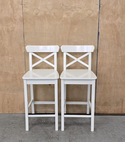IKEA INGOLF White Wood Bar Stools - 100925-03