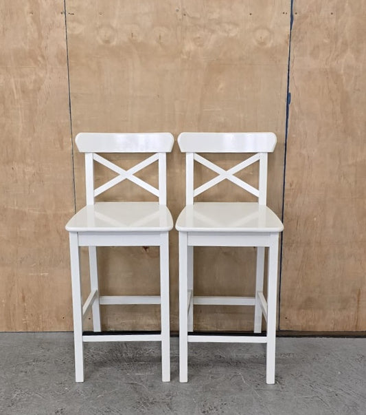 IKEA INGOLF White Wood Bar Stools - 100925-03