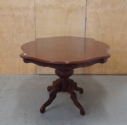 Large Dark Wood Vaneer Dining Table with Decorative Design Table Top - 103926