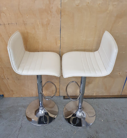 2 Matching Cream Faux Leather Height Adjustable Bar Stools - EL104575 / EL104576