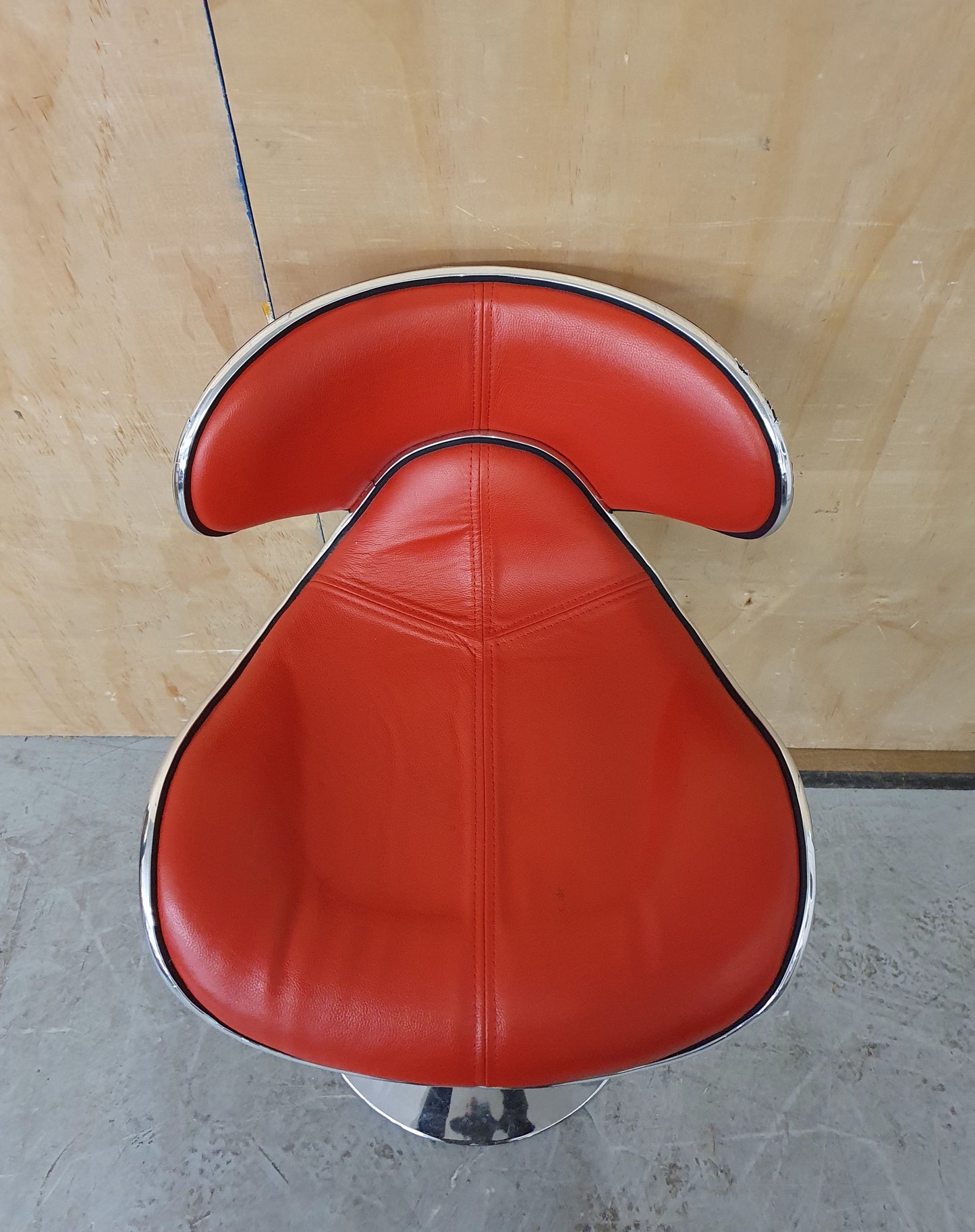 Single Red Leather Height Adjustable Bar Stool with Chrome Frame - 104164