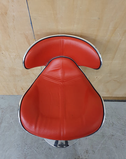 Single Red Leather Height Adjustable Bar Stool with Chrome Frame - 104164