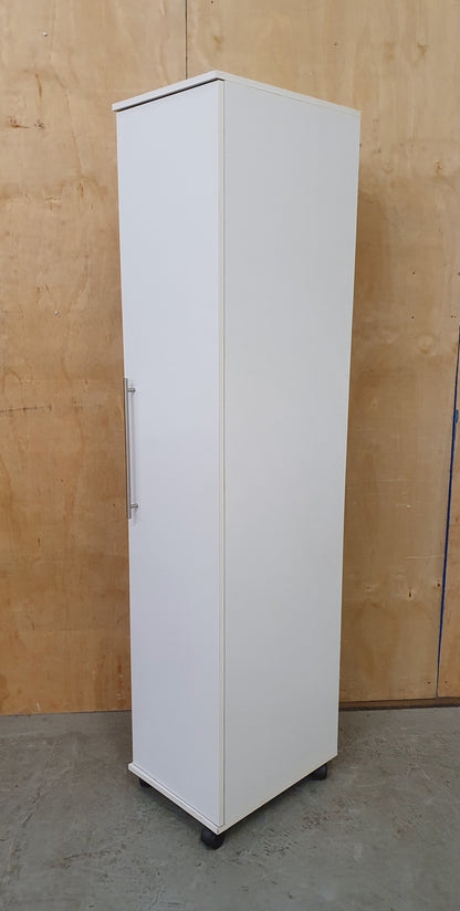 White Wood Single Door Wardrobe with 3 Internal Shelves - 104622