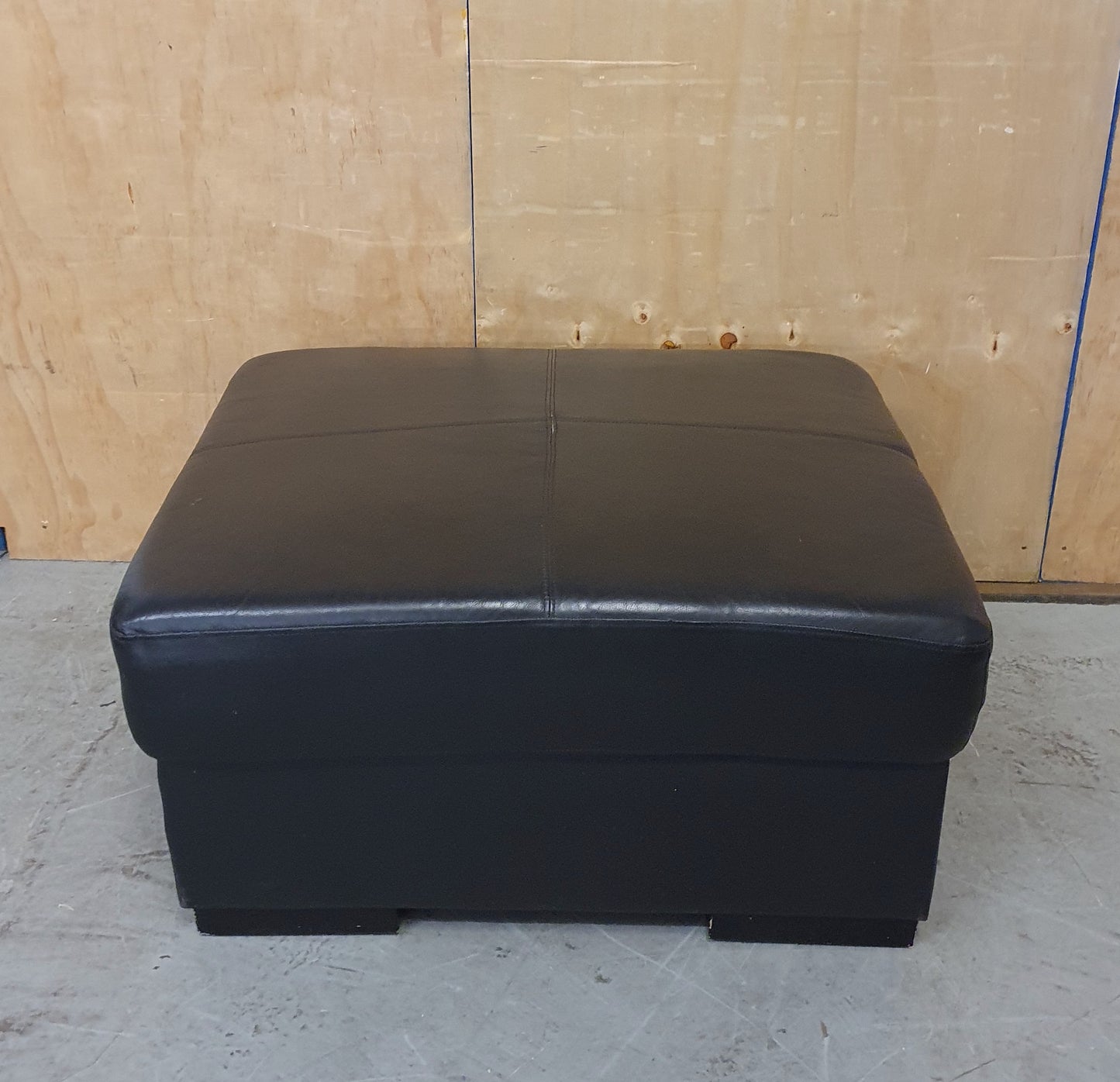 Large Black Faux Leather Ottoman / Pouffe - 104827
