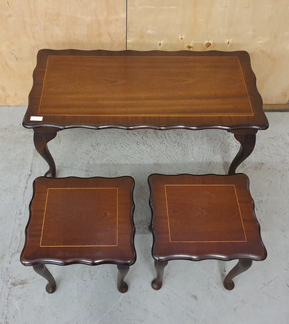 Mahogany Large Coffee Table with 2 Small Nest of Tables and Cabriole Legs - EL102783