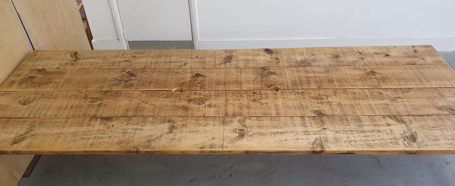 Extra Large Wood Top Conference Table with Metal Frame and Cable Holes - 104288