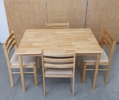 MALAY Wooden Dining Table and 4 Dining Chairs - 104385