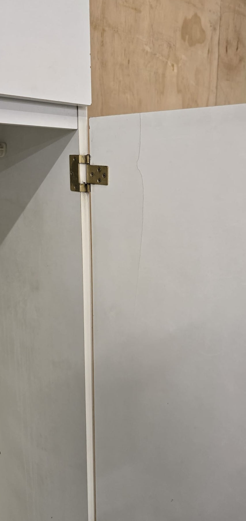 2 Door White Wood Wardrobe with Top Open Section - 110925-01