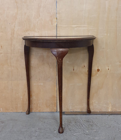 Mahogany Half Moon Glass Top Table with Cabriole Legs - 104900