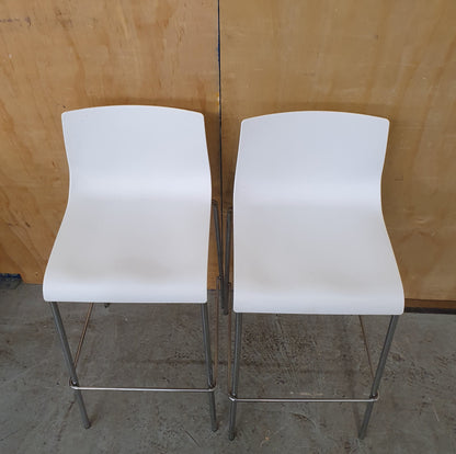 2 Matching Stackable White Bar Stools with Chrome Frame - EL104600 / EL104601