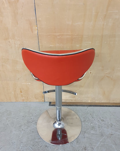 Single Red Leather Height Adjustable Bar Stool with Chrome Frame - 104164